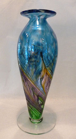 Pulled Feather Vase by Ron Hinkle Glass