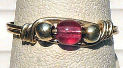 Sterling Silver Wire Wrapped Ring with Fuchsia Glass Bead