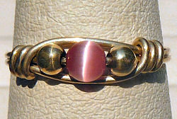Sterling Silver Wire Wrapped Ring with Pink Cat's Eye