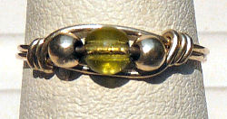 Sterling Silver Wire Wrapped Ring with Citron Glass Bead