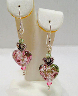 Double Heart Venetian Glass Acrylic Earrings