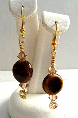 Autumn Color Earrings with Swarovski Crystals and 18 Kt. Gold Plated French Hooks