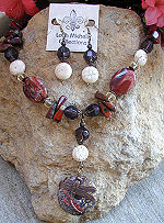 Dragonfly Gemstone Necklace and Earrings