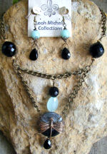 Dragonfly Gemstone Necklace and Earrings