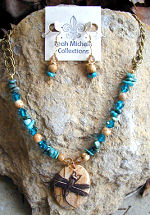 Dragonfly Gemstone Necklace and Earrings