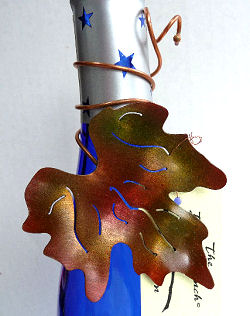 Burnished Copper Maple Leaf Wine Bottle Accent by Copper Leaf