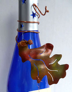 Burnished Copper Oak Leaf Wine Bottle Accent by Copper Leaf